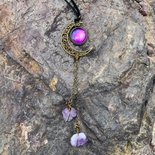 Raw crystal pendant Witches door Window Hanging Car Charm Quartz Magic Protection Banish Evil Wicca Wall Decor