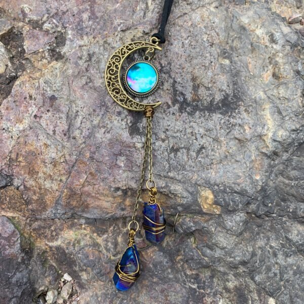 Raw crystal pendant Witches door Window Hanging Car Charm Quartz Magic Protection Banish Evil Wicca Wall Decor