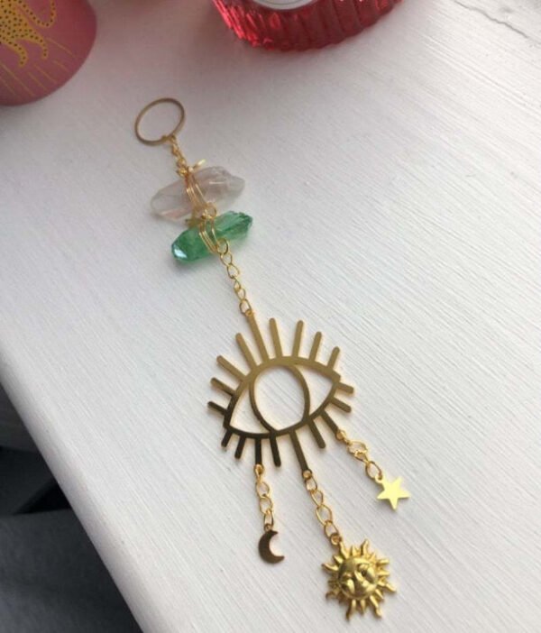 Raw crystal star moon accessories wind chime k9 crystal home pendant home decoration bell gift