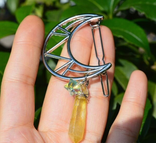 Raw crystal witch color moon bride hairpin crystal AB color five-pointed star crystal