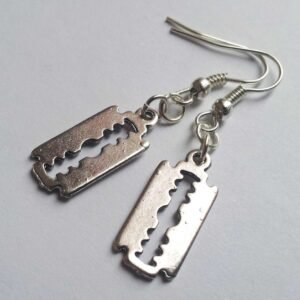 Razor Blade Earrings , Gothic, silver color, Emo Jewellery , Goth , Punk , Kitsch , Handmade Jewellery , Handmade