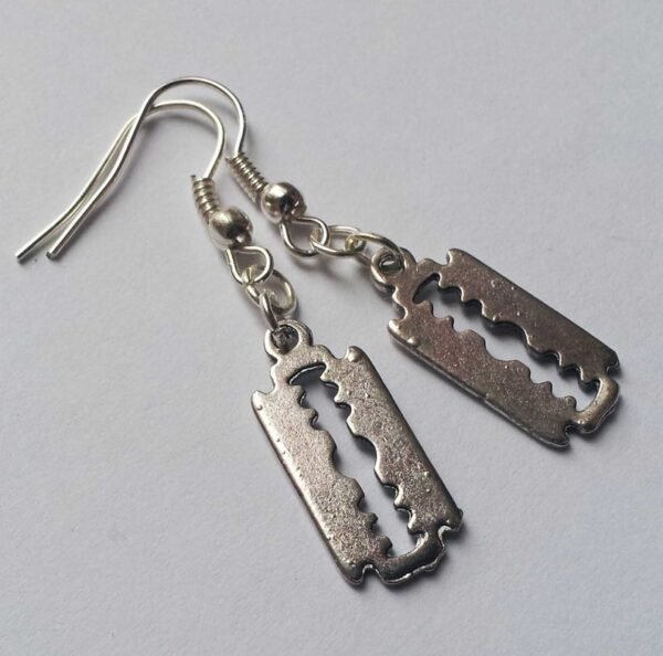 Razor Blade Earrings , Gothic, silver color, Emo Jewellery , Goth , Punk , Kitsch , Handmade Jewellery , Handmade