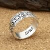 Real S925 Sterling Silver Ring Fashion Vintage Thai Silver Men's Four-word Pattern Six-character Mantra Ring - Rings
