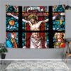 Religious Jesus Figure Tapestry Room Decor Christ Virgen Mary Tarot Wall Hanging Decoration Tapisserie Orthodox Priest Gift
