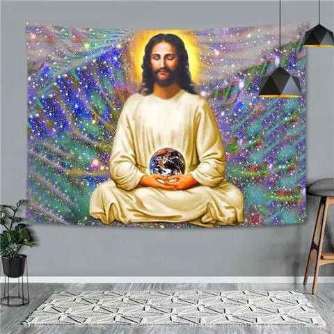 Religious Jesus Figure Tapestry Room Decor Christ Virgen Mary Tarot Wall Hanging Decoration Tapisserie Orthodox Priest Gift
