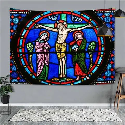 Religious Jesus Figure Tapestry Room Decor Christ Virgen Mary Tarot Wall Hanging Decoration Tapisserie Orthodox Priest Gift