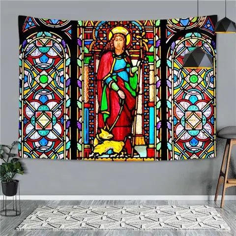 Religious Jesus Figure Tapestry Room Decor Christ Virgen Mary Tarot Wall Hanging Decoration Tapisserie Orthodox Priest Gift