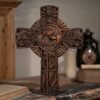 Religious communion cross, Christian decoration for indoor wall hanging, wood carved cross, priest's cross, communion gift