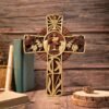 Religious communion cross, Christian decoration for indoor wall hanging, wood carved cross, priest's cross, communion gift