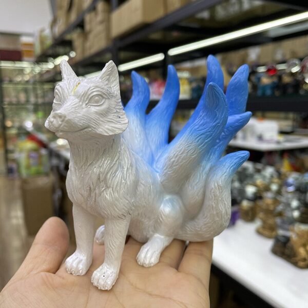 Resin Carfts Nine-tailed Fox Statue Crystal Ball Base Ornaments Sphere Holder Office Home Decoration Suitable for 3-5cm Balls