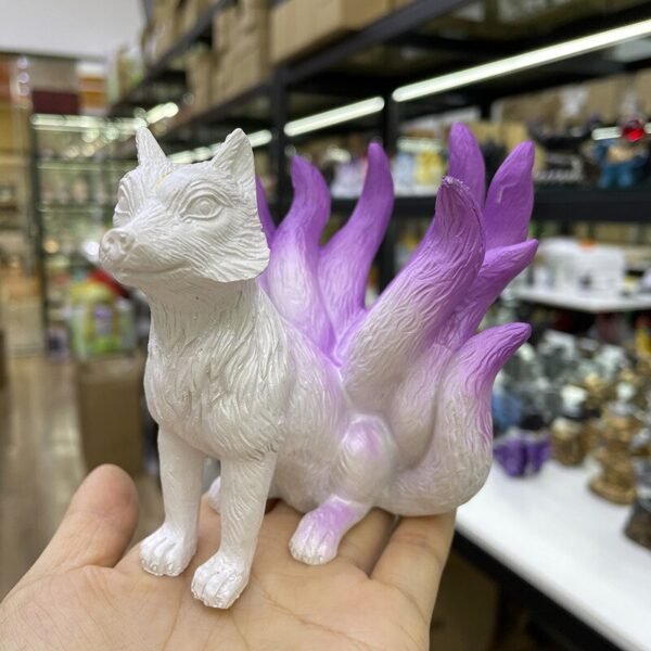 Resin Carfts Nine-tailed Fox Statue Crystal Ball Base Ornaments Sphere Holder Office Home Decoration Suitable for 3-5cm Balls