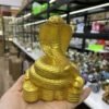 Resin Crafts Cobra Gold Ingot Snake Statue Lucky Feng Shui Ornament Crystal Ball Base Display Stand Suitable for 20-40mm Sphere