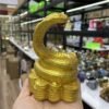Resin Crafts Cobra Gold Ingot Snake Statue Lucky Feng Shui Ornament Crystal Ball Base Display Stand Suitable for 20-40mm Sphere