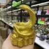Resin Crafts Cobra Gold Ingot Snake Statue Lucky Feng Shui Ornament Crystal Ball Base Display Stand Suitable for 20-40mm Sphere