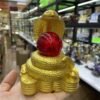 Resin Crafts Cobra Gold Ingot Snake Statue Lucky Feng Shui Ornament Crystal Ball Base Display Stand Suitable for 20-40mm Sphere