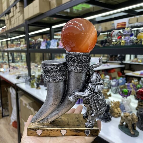 Resin Crafts Crystal Ball Base Ivory Elephant Statue Ornaments Home Living Room Desktop Decorations Suitable for 5-9cm Balls