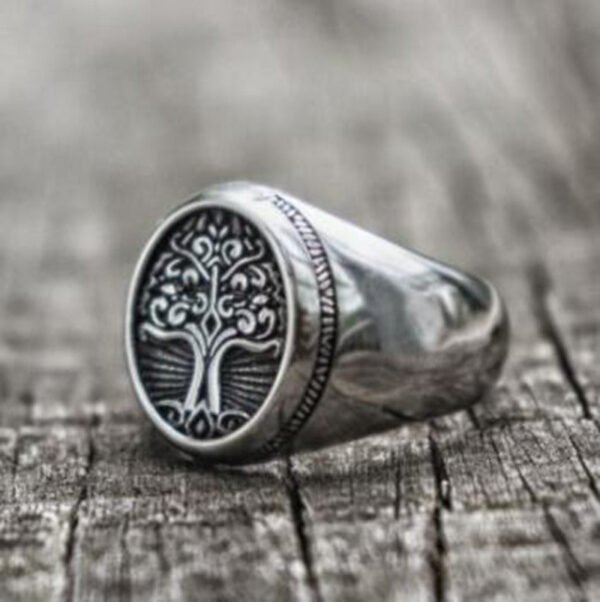 Retro Nordic Style High Quality Metal Tree of Life Signet Ring Classic Punk Men Amulet Jewelry
