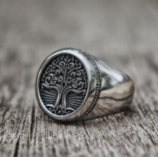 Retro Nordic Style High Quality Metal Tree of Life Signet Ring Classic Punk Men Amulet Jewelry