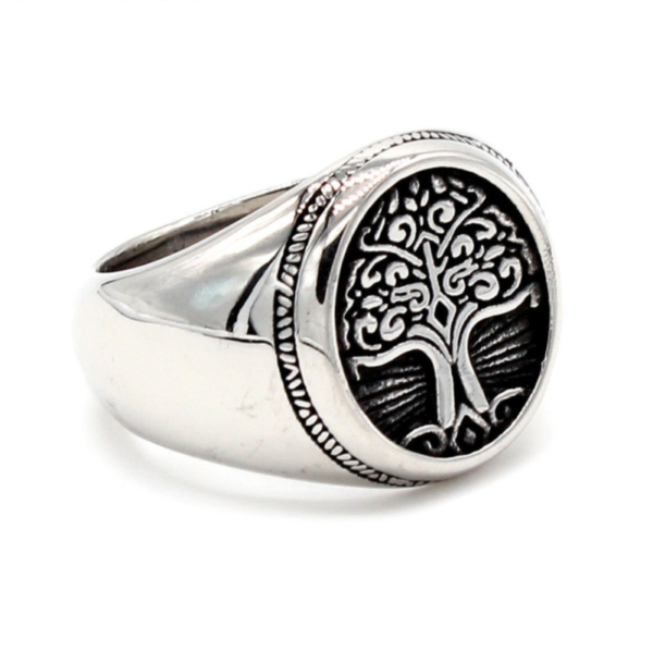 Retro Nordic Style High Quality Metal Tree of Life Signet Ring Classic Punk Men Amulet Jewelry