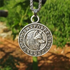 Retro-Style-Viking-wolf-pendant-Futhark-Men-necklace-1pc-drop-shipping New Magicun Viking~Retro Style Viking wolf pendant Futhark Men necklace 1pc