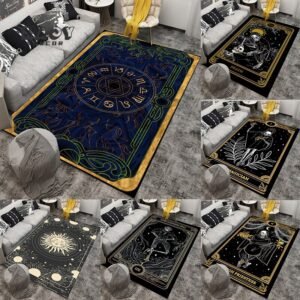 Retro Tarot Mandala Felt Carpet Witchcraft Hippie Dorm Psychedelic Area Home Living Room Bedroom Decoration Carpet Non slip Mat| |