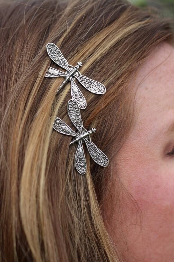 Magic Wicca~Retro antique silver word clip retro dragonfly hairpin