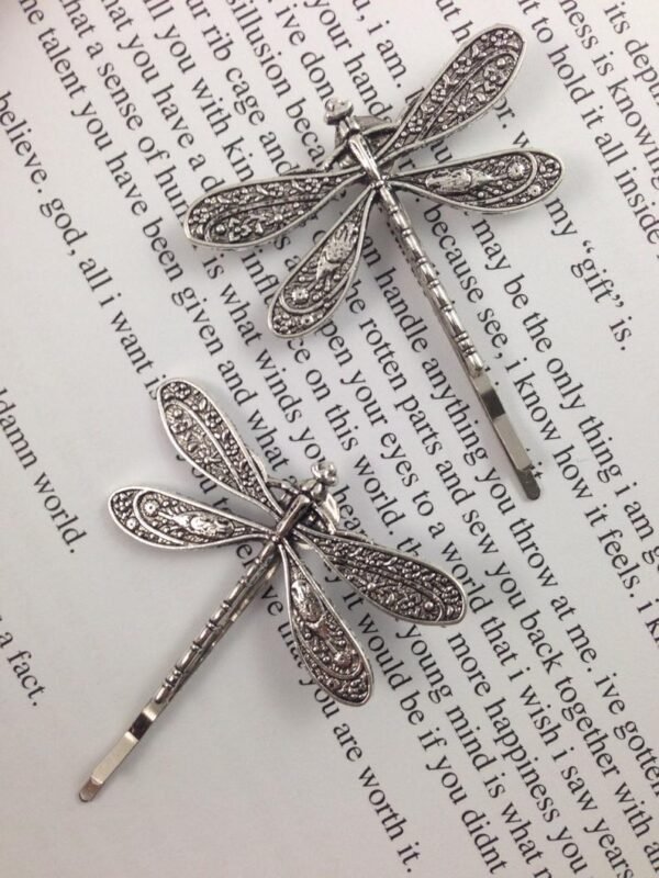 Magic Wicca~Retro antique silver word clip retro dragonfly hairpin