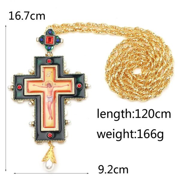 Roman Christian Jesus Cross Necklace Religious God Hangtag Diamond Crown Metal Jewelry Church Utensils Orthodox Gift Catholic
