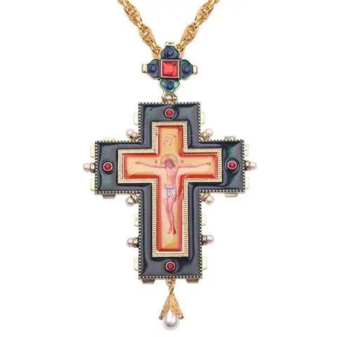 Roman Christian Jesus Cross Necklace Religious God Hangtag Diamond Crown Metal Jewelry Church Utensils Orthodox Gift Catholic