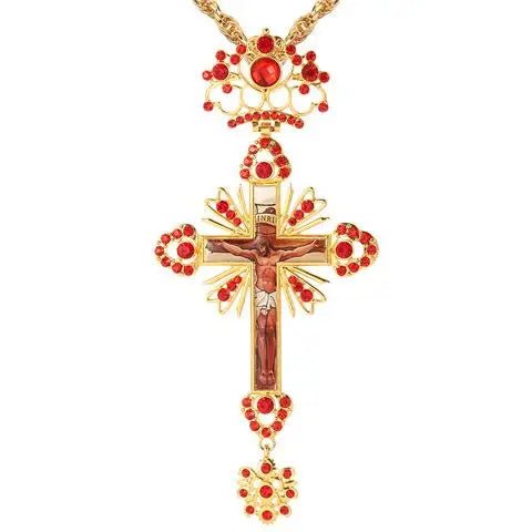 Roman Jesus Cross Necklace Christian Religious God Tag Crown Orthodox Church Utensils Christmas Crucifix Catholic
