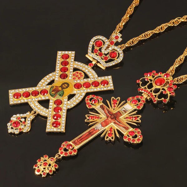 Roman Jesus Cross Necklace Christian Religious God Tag Crown Orthodox Church Utensils Christmas Crucifix Catholic