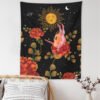 Rose Floral Girls Tapestry Wall Hanging Ancient Wall Tapestry Hippie Moon Night Tapestry Wall Carpets Psychedelic Tapestry
