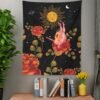 Rose Floral Girls Tapestry Wall Hanging Ancient Wall Tapestry Hippie Moon Night Tapestry Wall Carpets Psychedelic Tapestry
