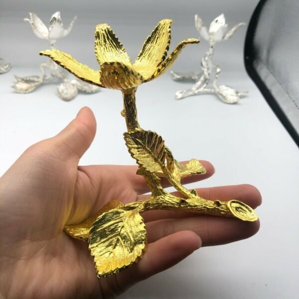 Rose Flower Crystal Glass Ball Metal Base Magic Sphere Display Stand Holder Photography Props Living Room Ornament