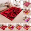 Rose Flower Rug Multicolor Pink Red Wedding Carpet Antislip Living Room Carpet Large Girls Room Mat Home