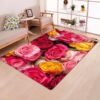 Rose Flower Rug Multicolor Pink Red Wedding Carpet Antislip Living Room Carpet Large Girls Room Mat Home