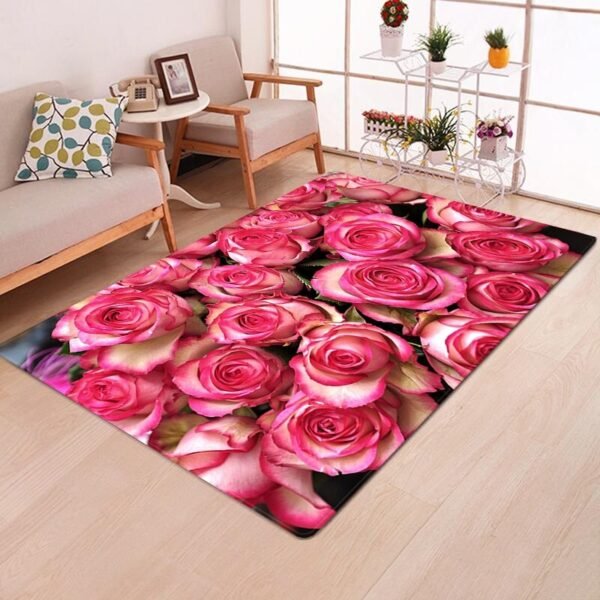 Rose Flower Rug Multicolor Pink Red Wedding Carpet Antislip Living Room Carpet Large Girls Room Mat Home
