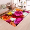Rose Flower Rug Multicolor Pink Red Wedding Carpet Antislip Living Room Carpet Large Girls Room Mat Home