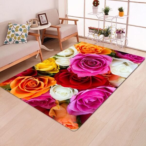 Rose Flower Rug Multicolor Pink Red Wedding Carpet Antislip Living Room Carpet Large Girls Room Mat Home