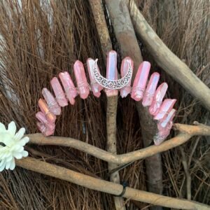 Rose-Quartz-Crown-Raw-Crystal-Moon-Headband-High-Jewelry-Hair-Accessories-Wedding-Party-Dress-Up-Wicca Rose Quartz Crown Raw Crystal Moon Headband High Jewelry Wedding Party Dress Up Wicca Accessories Gift
