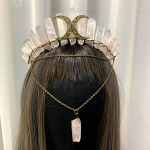 Rose-gold-crystal-crown-raw-crystal-pink-crystal-hair-band-bridal-party-headdress-jewelry-hair-accessories Rose gold crystal crown raw crystal pink crystal hair band bridal party headdress jewelry