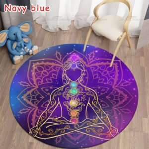 Round Meditation Chakra Pattern Carpet Yoga Practice Area Rug Indoor Home Decoration Floor Mat - Rug