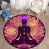Round Meditation Chakra Pattern Carpet Yoga Practice Area Rug Indoor Home Decoration Floor Mat - Rug