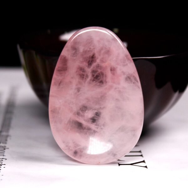 Magicun Stone~1PC  Natural Rose Quartz Thumb massage stone Gemstone Crafts  Wood Magic Stone Ornament Gifts