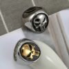 Mens Gold/Silver Color Stainless Steel Punisher Skull Rings