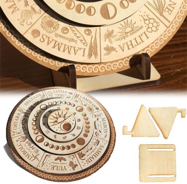 Pagan Wheel of The Year Calendar ,Wiccan Neo-Pagan Sabbats, Moon Phases, Astrological Zodiac with Guide