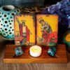 Wood Triple Moon Stand Wooden Tarot Card Candle Display Holder Altar Supplies