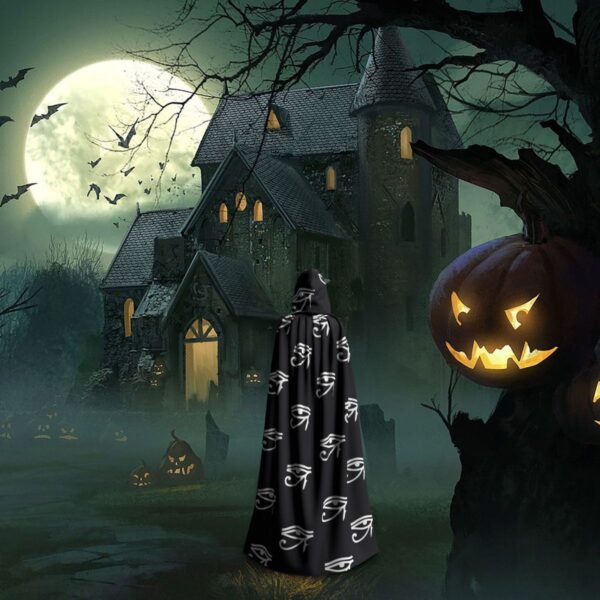 Eye Of Horus Pattern Halloween Party Cosplay Woman Men Adult Long Witchcraft Robe Hood