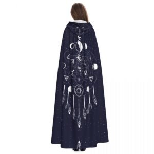 Hooded Cloak Unisex Cloak with Hood Dreams Catcher With Ying Yang And Eye Of Horus Cloak Vampire Witch Cape Cosplay Costume