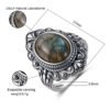 Vintage Oval Natural Labradorite Rings For Women Silver Ring Jewelry Finger Ring Gemstone Rings